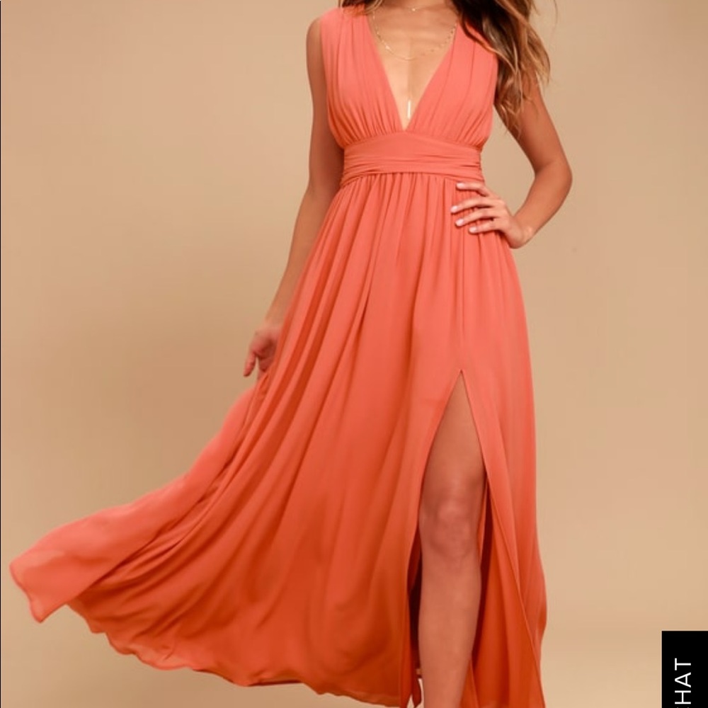 Lulus Heavenly Hues rusty rose maxi dress NWT M